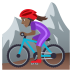 🚵🏾‍♀️ woman mountain biking: medium-dark skin tone display on JoyPixels